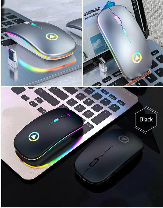 Tetikus Boleh Dicas Semula USB Tanpa Wayar RGB 2.4GHz