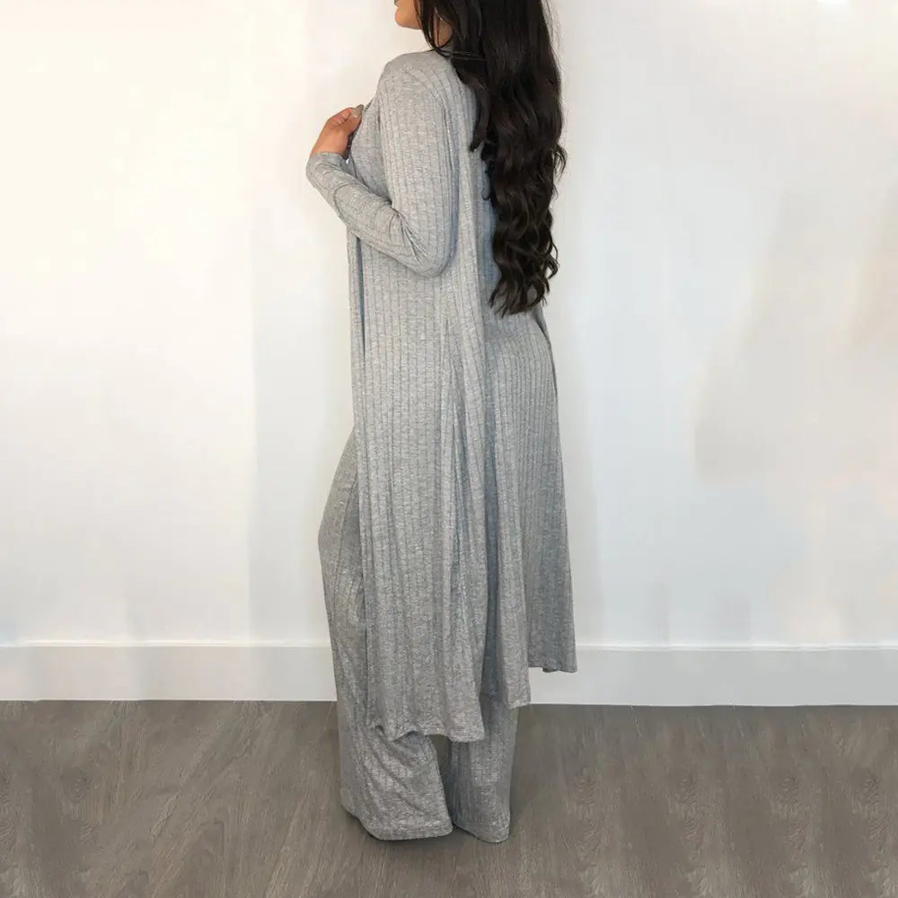 Set Lengan Panjang Berjalur Musim Luruh Musim Sejuk yang Bergaya