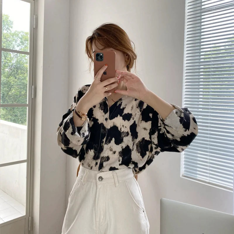 Kemeja Tie-Dye Lengan Panjang