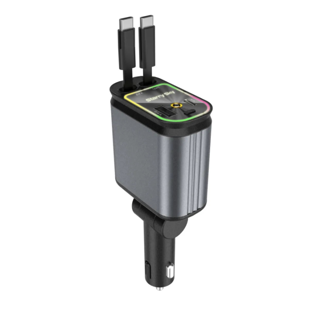 Autolader voor mobiele telefoons, vier-in-één, multifunctioneel, dubbele telescopische kabel