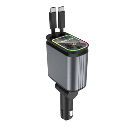 Autolader voor mobiele telefoons, vier-in-één, multifunctioneel, dubbele telescopische kabel